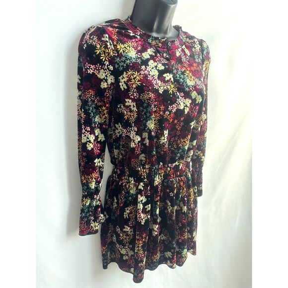 Ella Moss Girls Floral Print Velvet Dress Size 10 Girls Cute Girly Smocked Waist - Picture 3 of 10